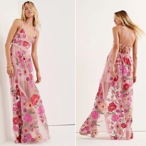 For Love and Lemons Pink Floral Dress/Gown